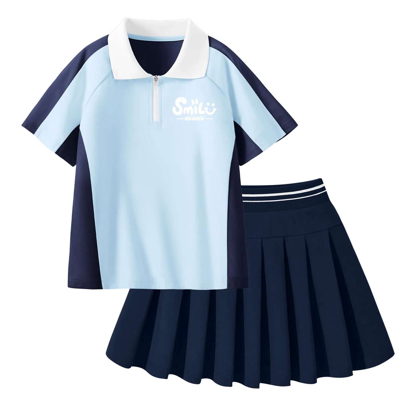 Детский комплект из двух предметов: поло с воротником и шорты Disney, Di B Zao Nian K Deep Sea Blue+Solid Color Deep Sea Blue