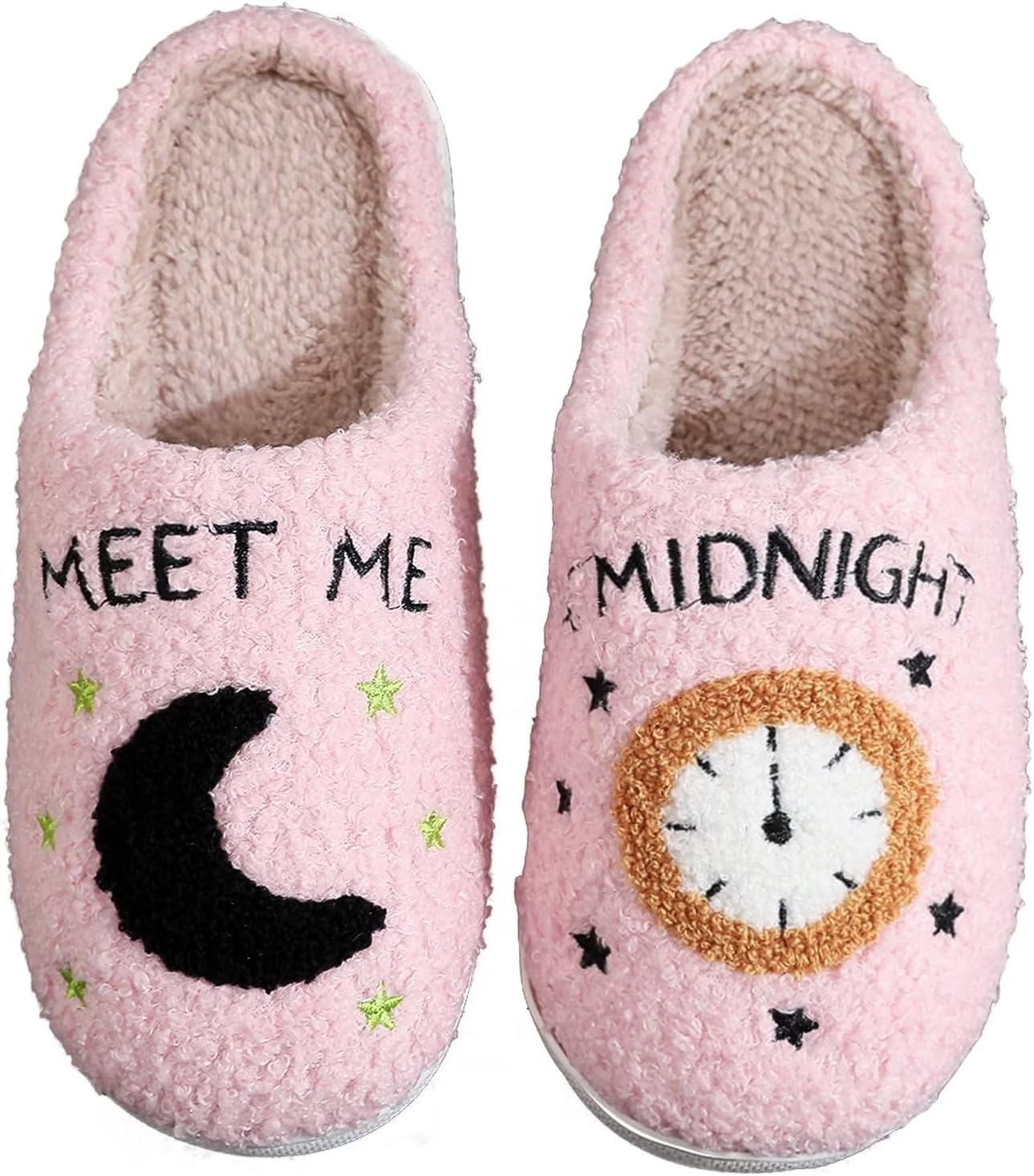 

Тапочки «Встретимся в полночь» для женщин и мужчин, пушистые тапочки из пены с эффектом памяти, теплые зимние тапочки, мягкие и уютные тапочки, домашние тапочки для пар, для дома и улицы Generic, розовый