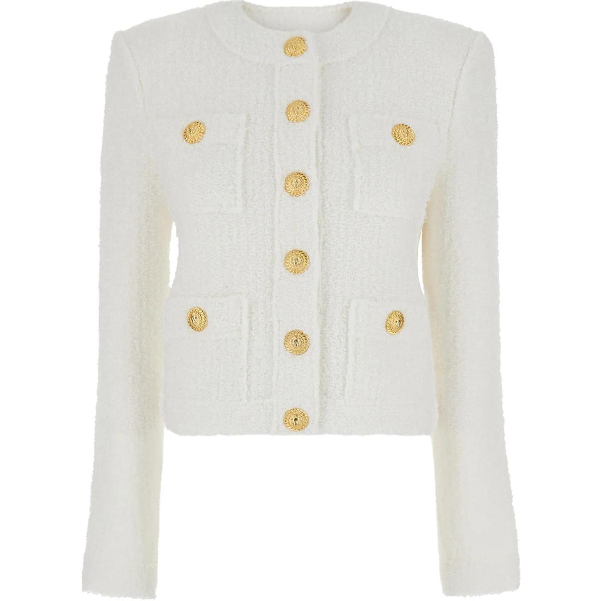 

BALMAIN Майами твидовая куртка с четырьмя карманами, White