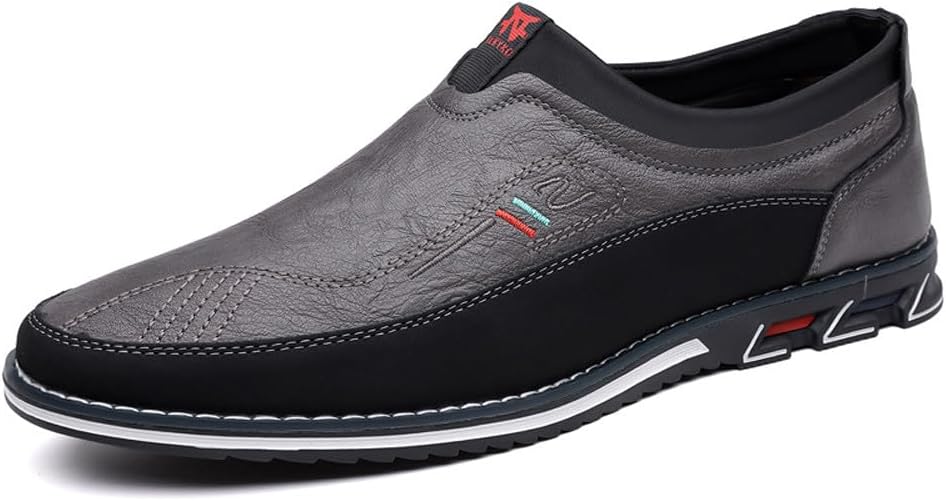 

Мужские стильные премиальные повседневные оксфорды WELRUNG с низким верхом из искусственной кожи для ходьбы и вождения, черный/серый