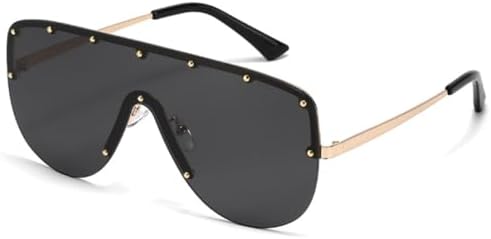 

Солнцезащитные очки в стиле панк 2027 года для женщин и мужчин. Цельные солнцезащитные очки, крутые, большие, увеличенного размера, с защитой от УФ-излучения UV400 MTZJH, Black Grey