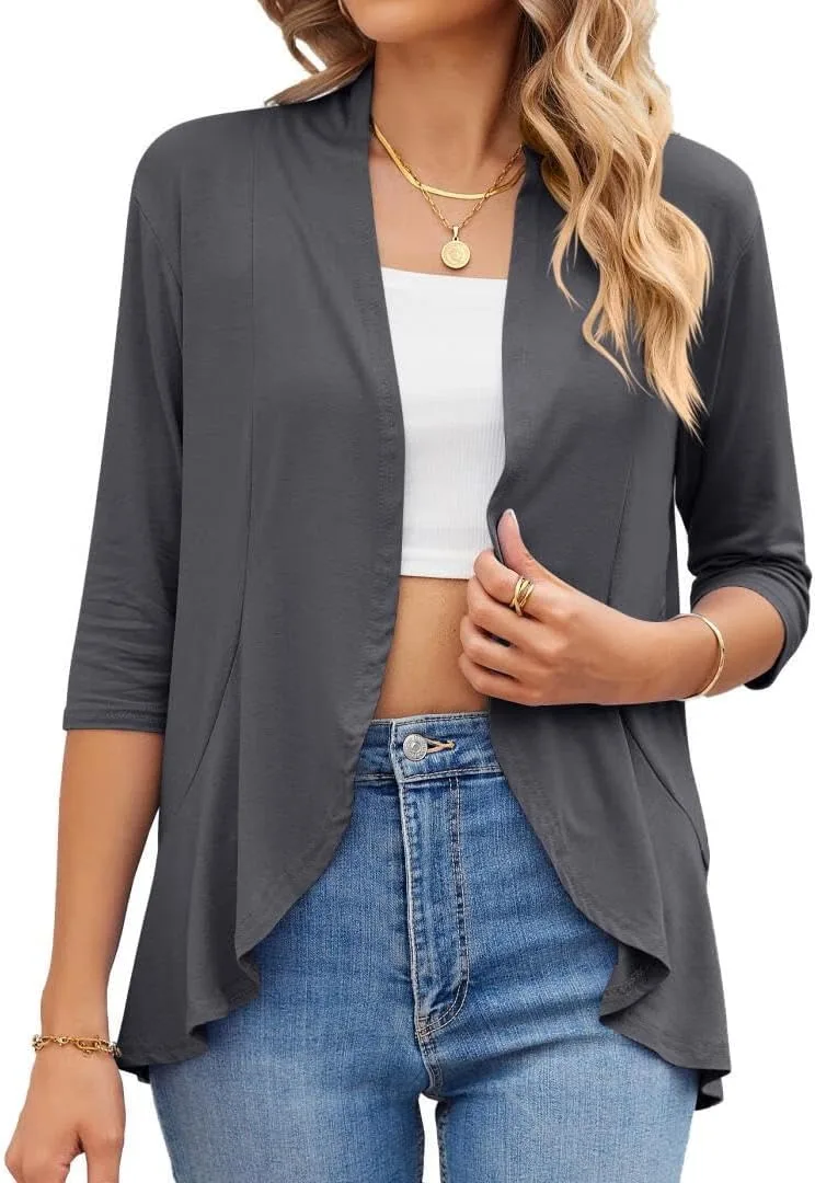 

FMCHICO женский кардиган 3/4 рукава легкий мягкий