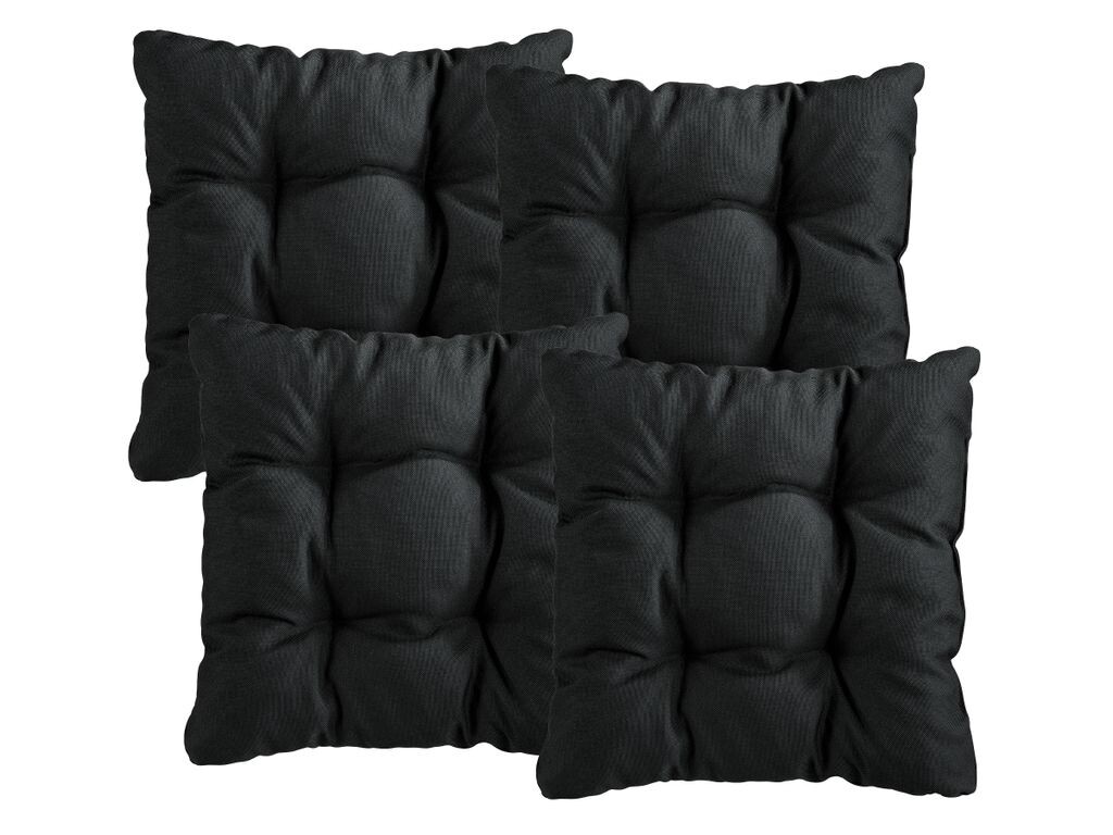 

XDREAM Набор из 4 шнуровых подушек для стула | 38x38x6см | серый | Подушки для сидений для сада, кухни и столовой. TB Furniture GmbH, черный