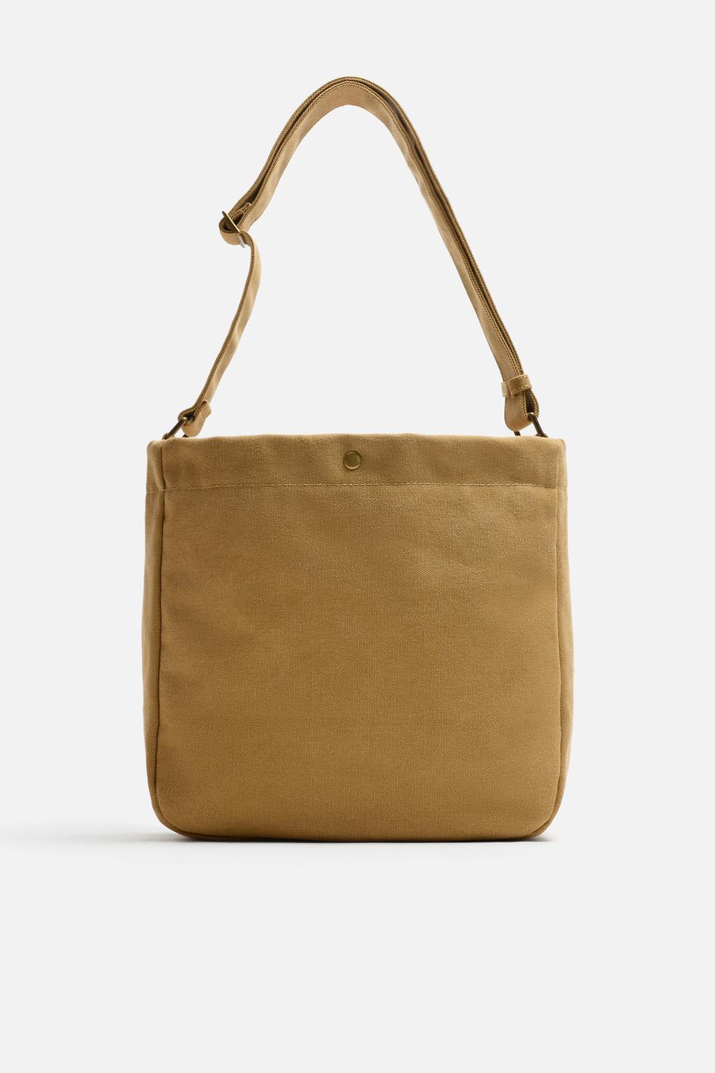 

Тканевая сумка через плечо ZARA, цвет Sand Brown, Коричневый, Тканевая сумка через плечо ZARA, цвет Sand Brown