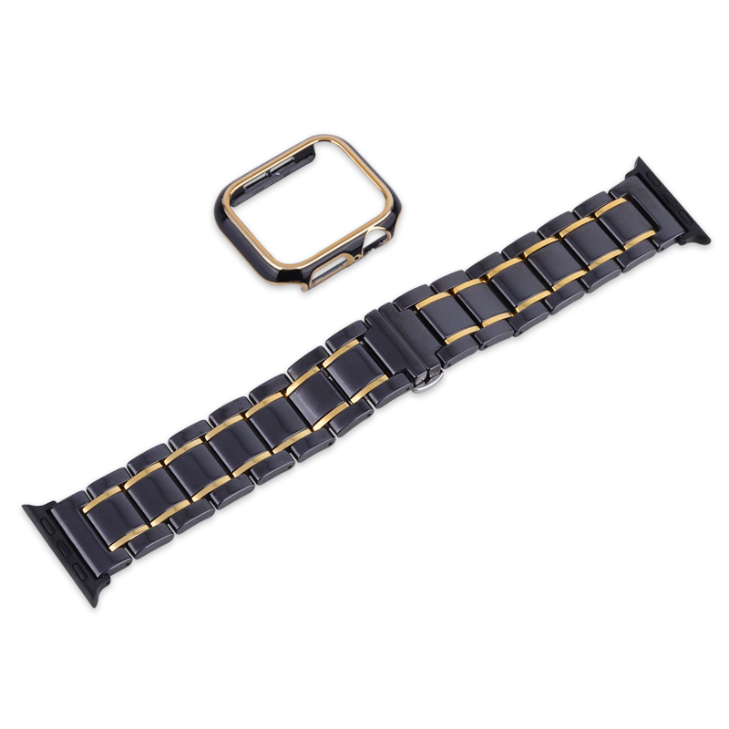 

CHENSONG Часы Strap Apple Compatibility Ceramic Material, Black gold + black gold shell