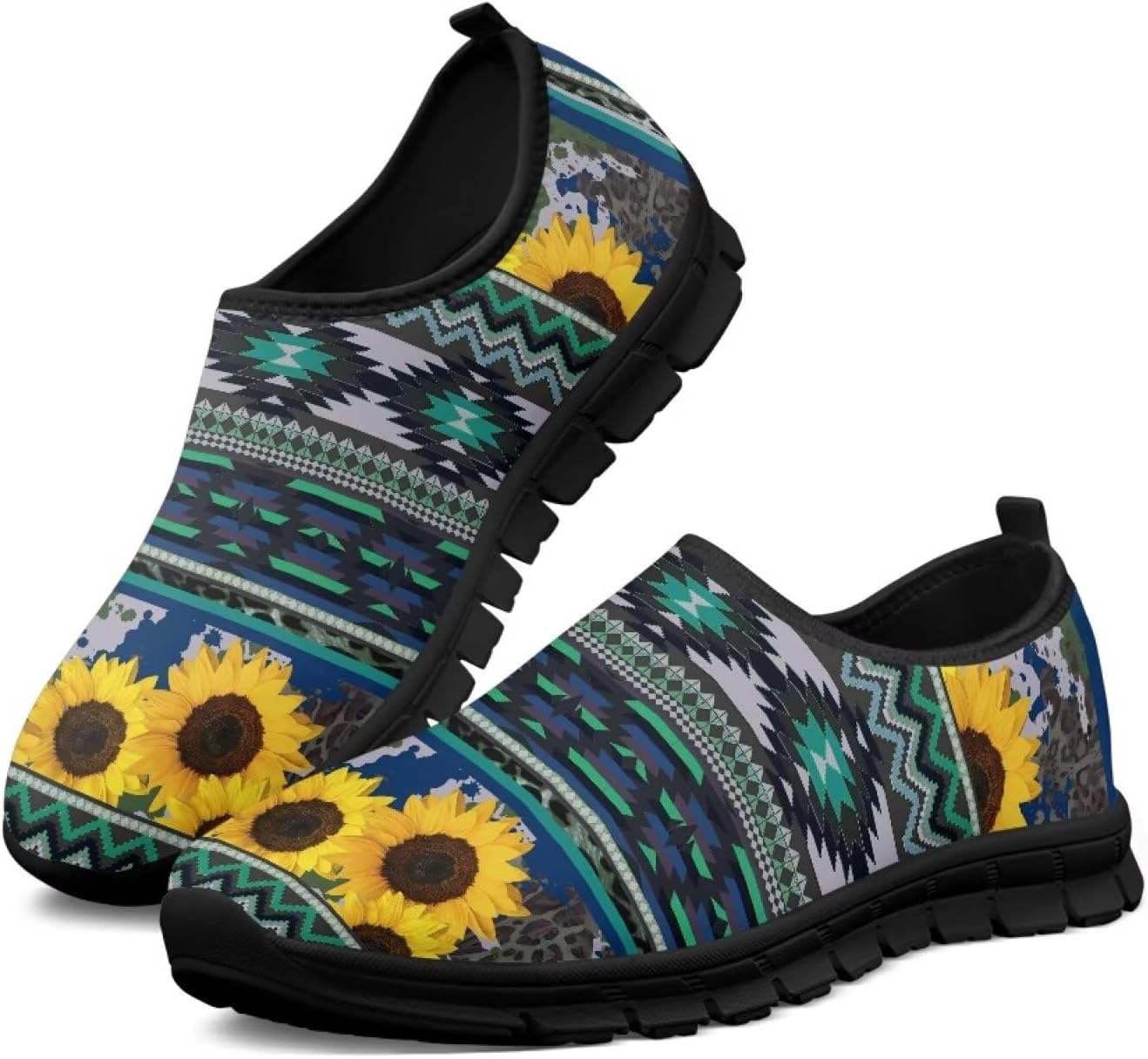 

Мужские модные кроссовки Hresuewn, низкие, с противоскользящей подошвой, повседневная обувь для мужчин, удобные для ходьбы, Sunflower Aztec