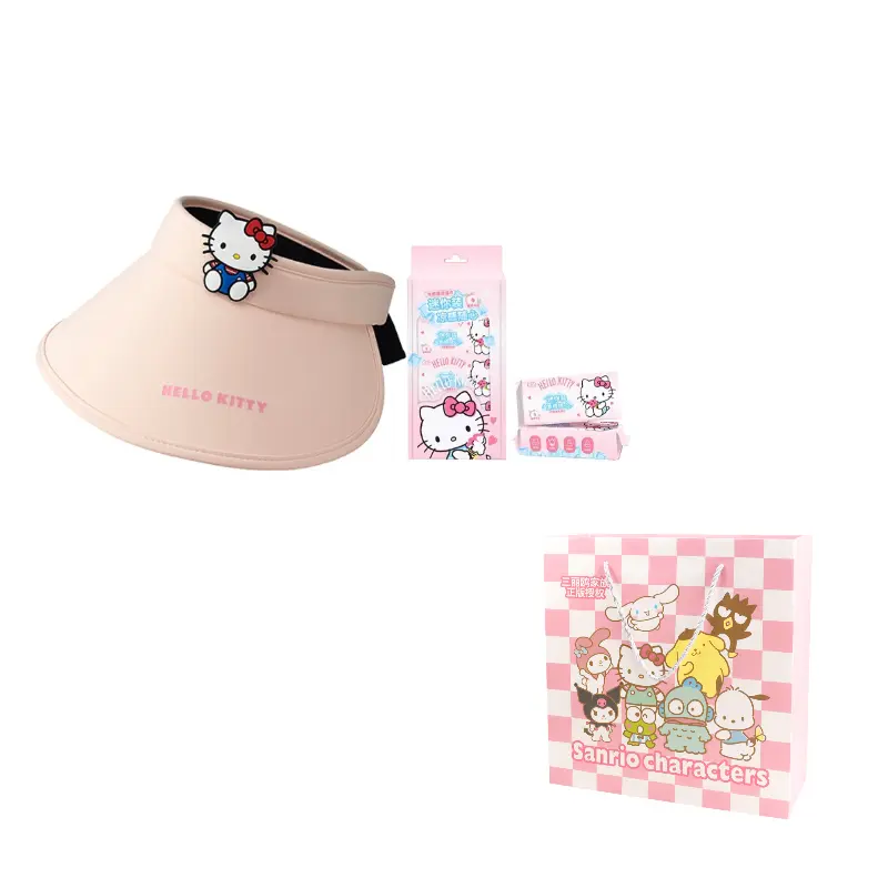

Sanrio Унисекс панама из полиамида с защитой от солнца, Hello Kitty Visor Sun Protection Hat+Cooling Wipe