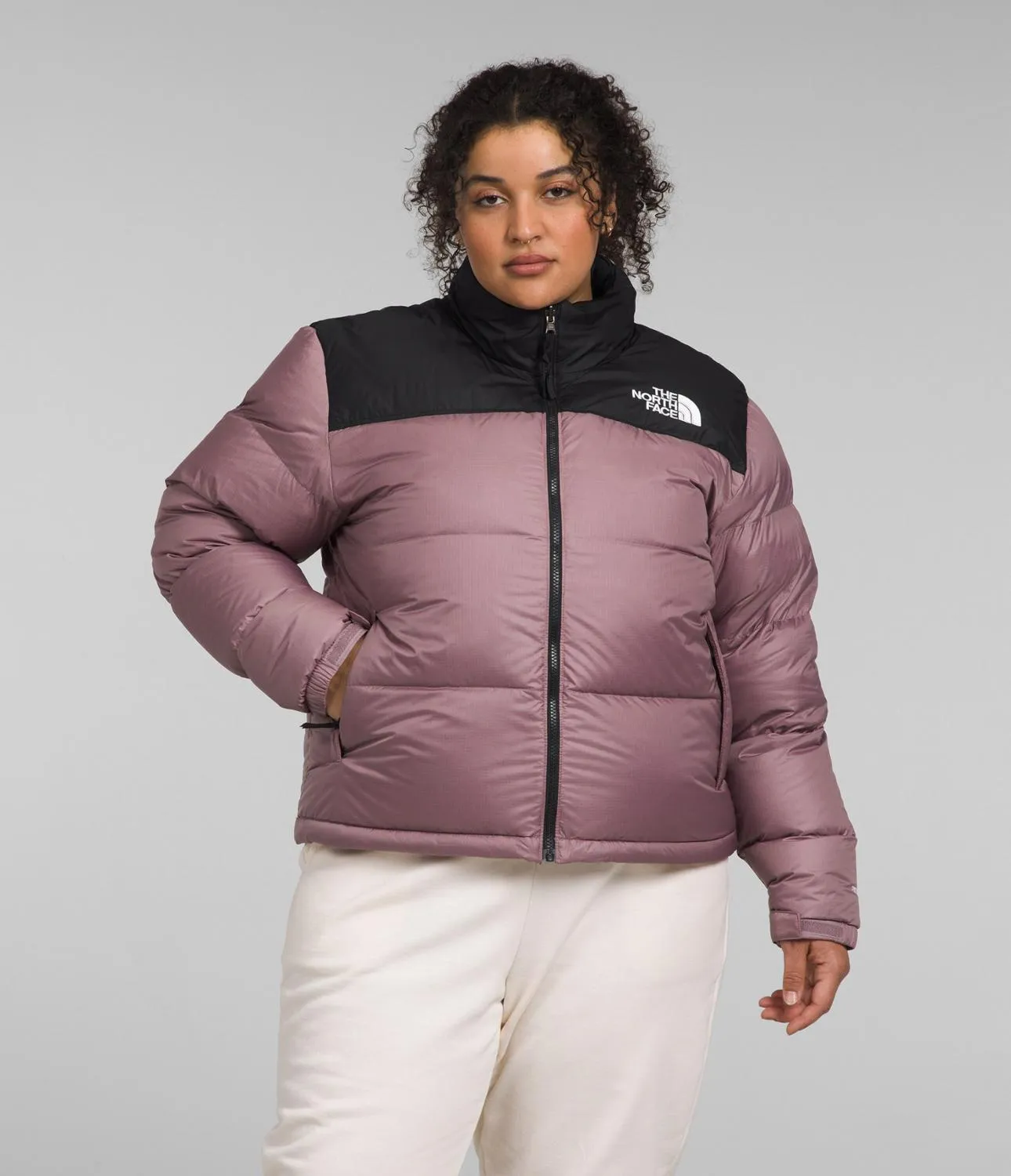 

Ретро пуховик Nuptse 1996 года — женские большие размеры The North Face, Fawn Grey/Tnf Black