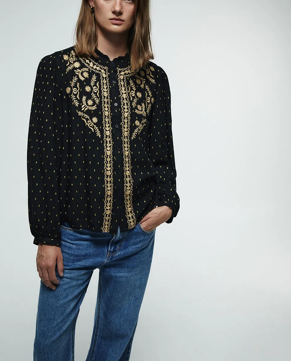 

Вышитая блуза с нагрудником Sfera, черный