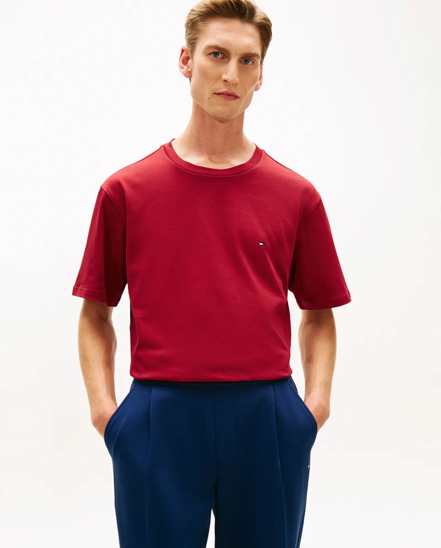Мужская футболка с короткими рукавами, круглым вырезом и принтом Tommy Hilfiger, красный