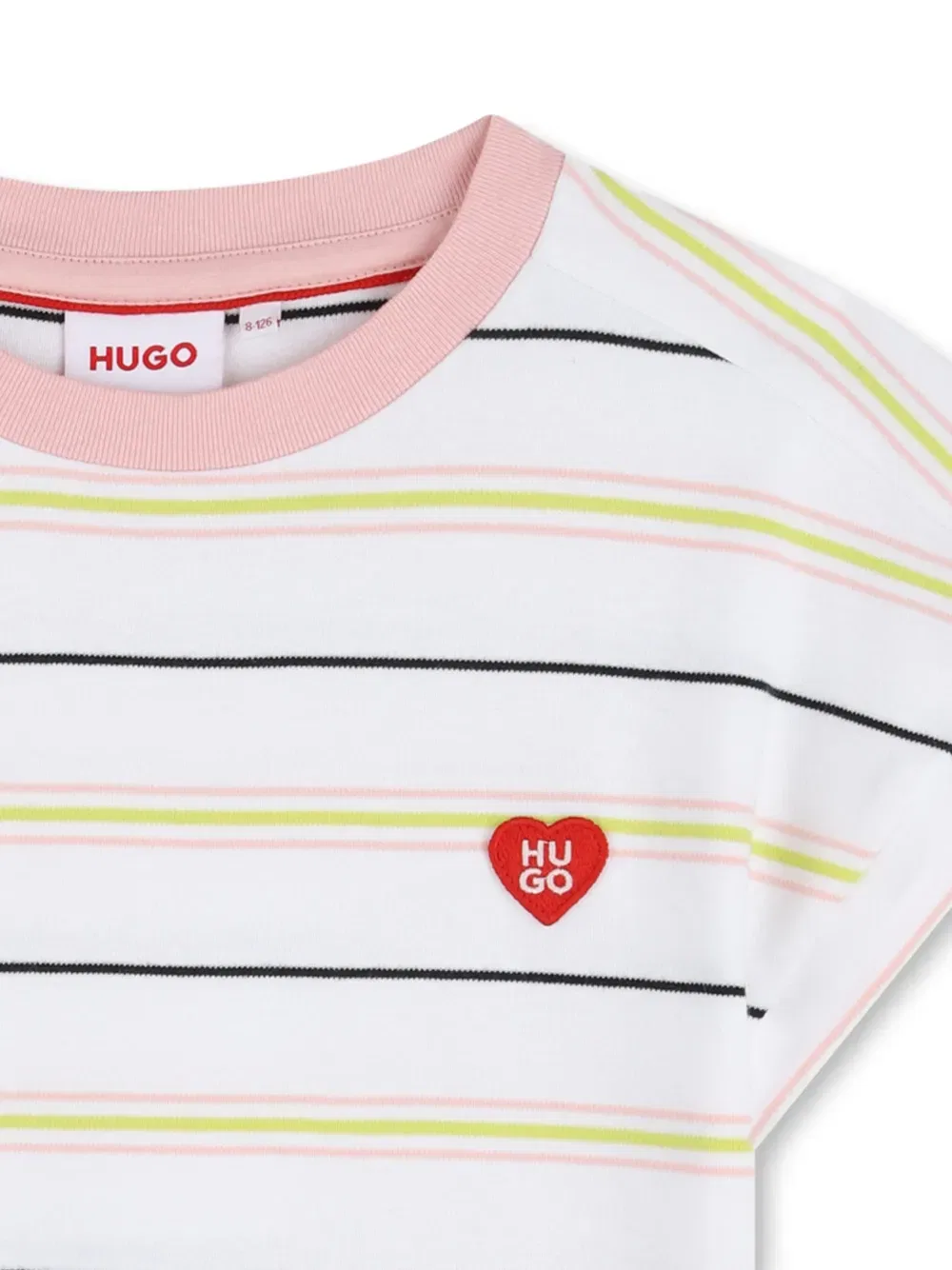 Футболка в полоску с сердечком Hugo Kids, белый — фото 3