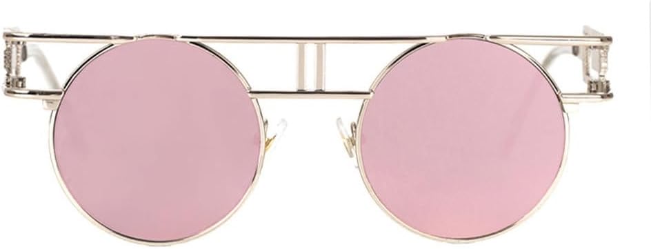

Круглые солнцезащитные очки из сплава для женщин и мужчин, модные, в крупной оправе, зеркальные, женские, в стиле стимпанк, с защитой от УФ-излучения UV400 TKKTLLT, C12pink Mirror