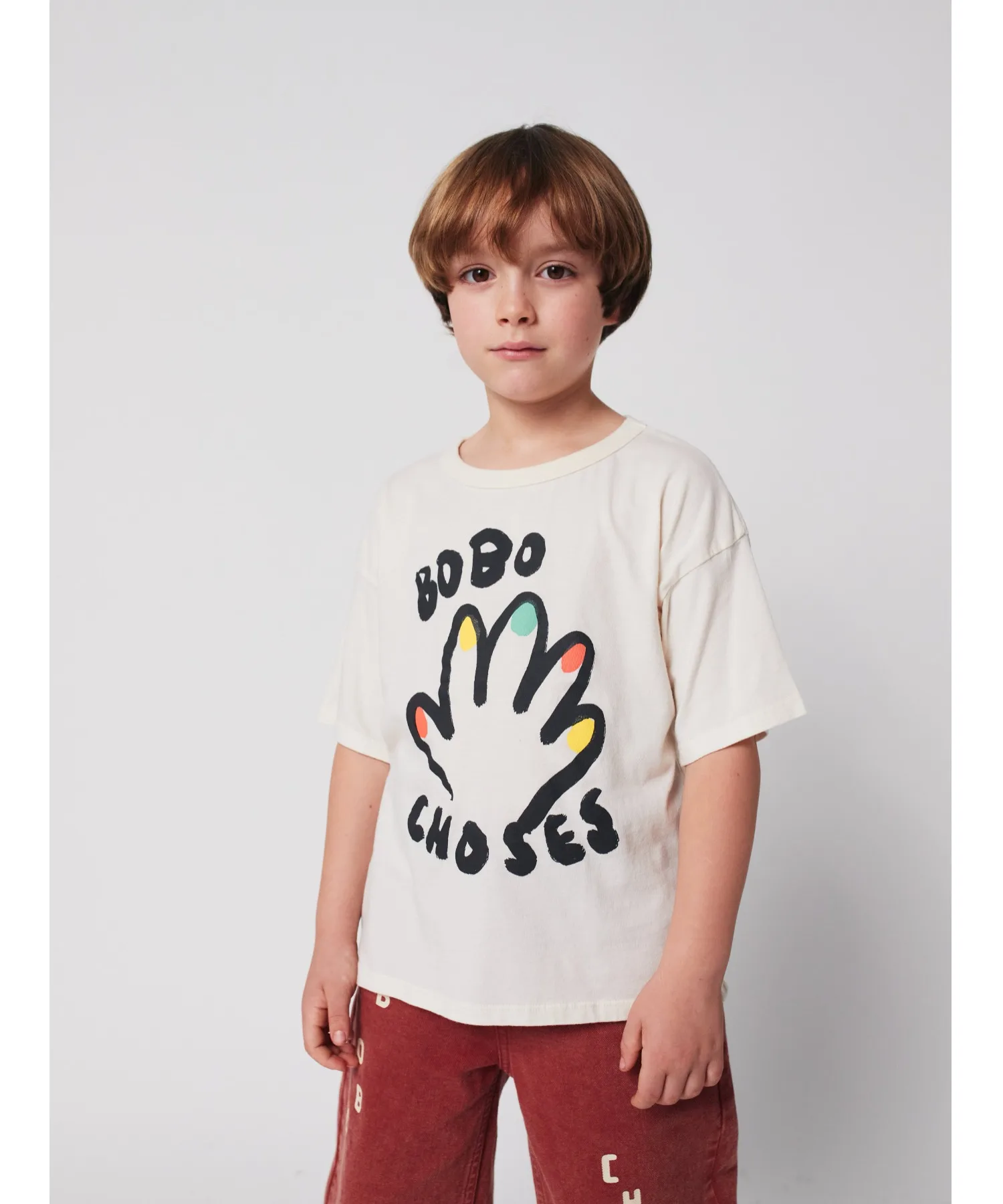 Детская футболка с принтом High Five BOBO CHOSES кремовая