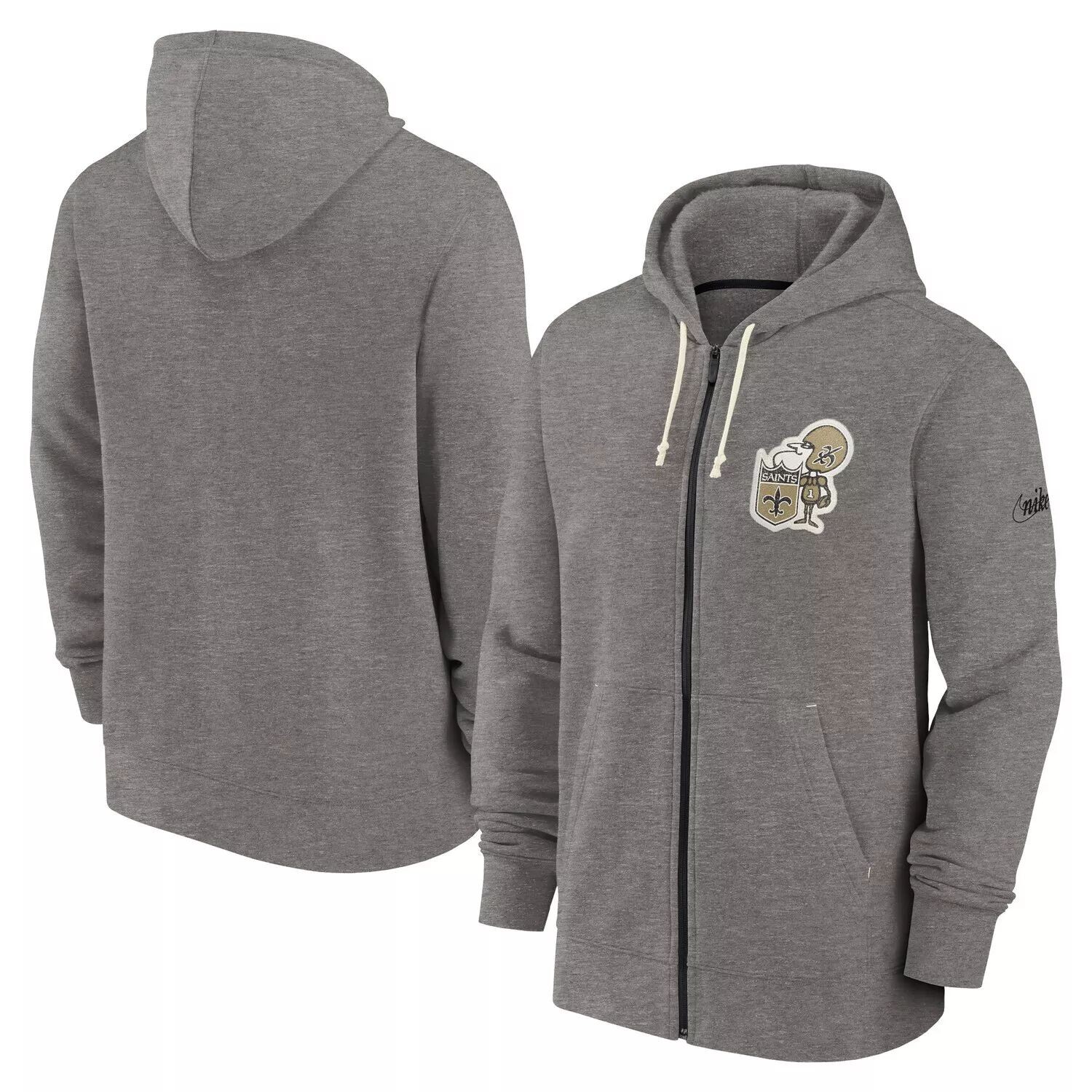 

Мужская толстовка с молнией во всю длину, темно-серый цвет New Orleans Saints Historic Lifestyle Nike
