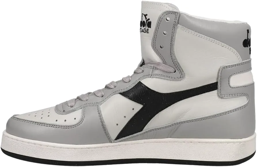 Мужские кроссовки Diadora Mi Basket Used High - серые, повседневные, белый — фото 3