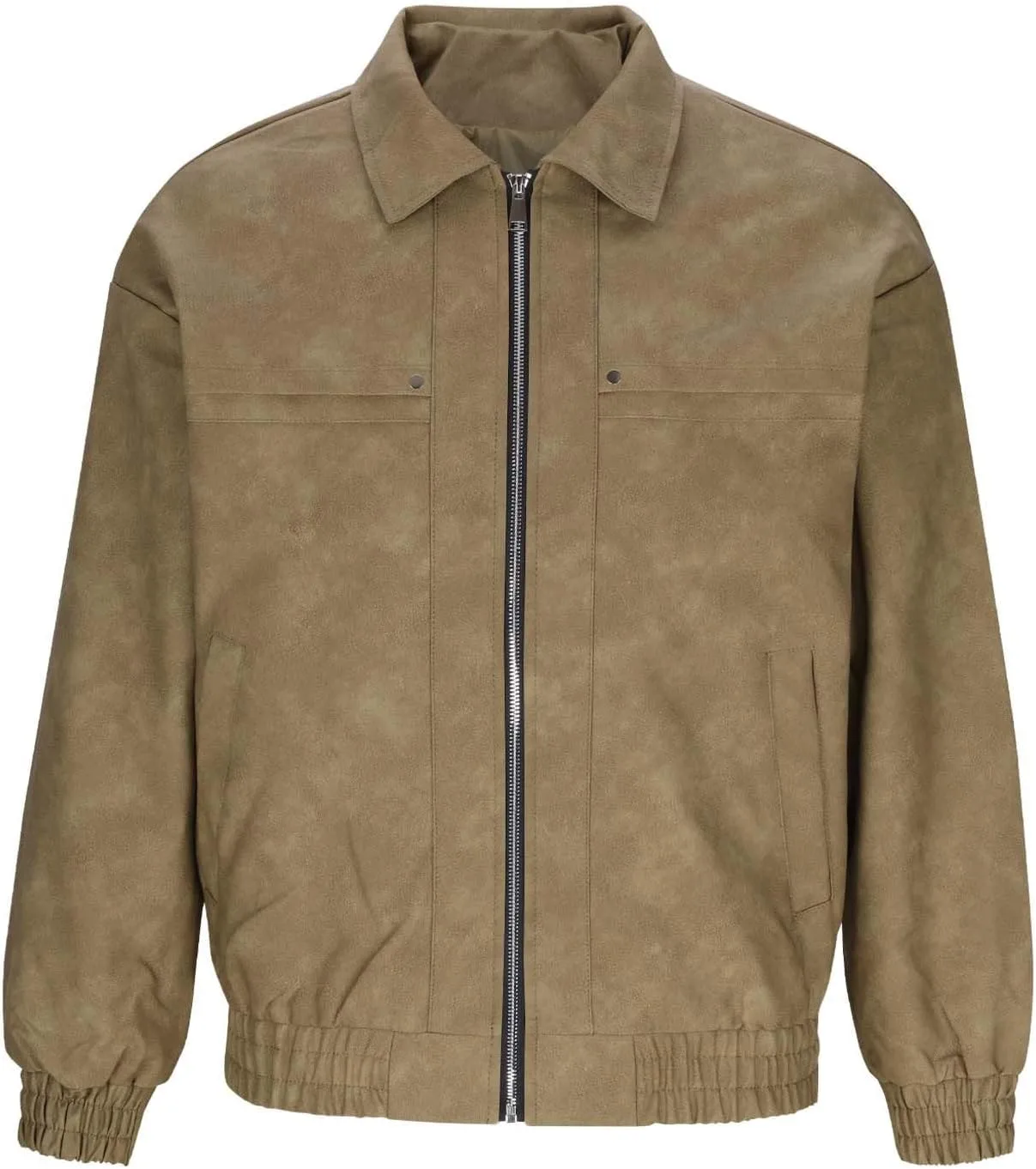 Кожаная куртка мужская Fashion Classic Vintage Style, на молнии, облегченная, с лацканами Generic, коричневый
