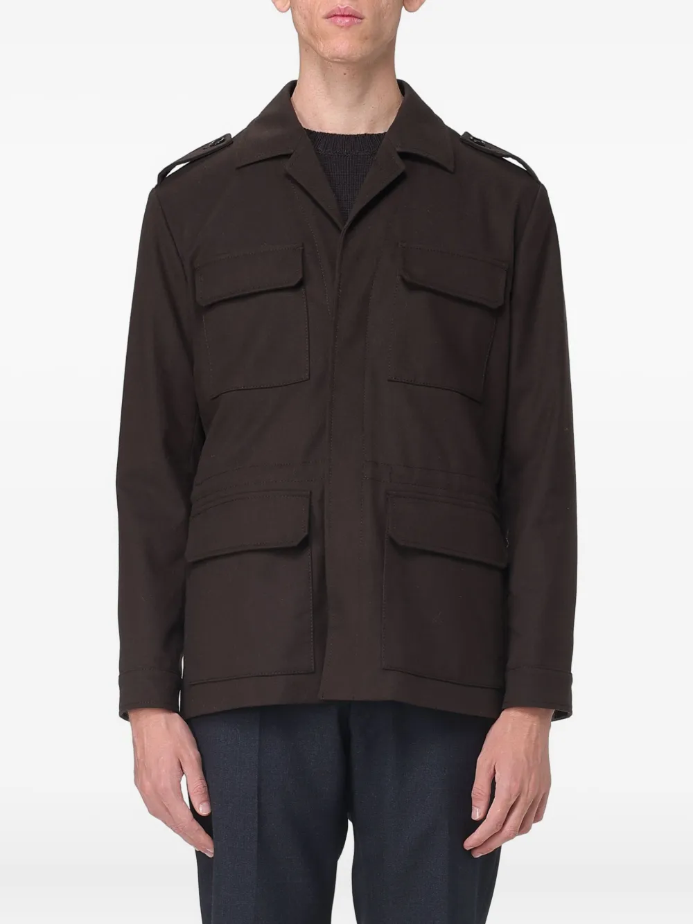 

Жакет с клапанами на карманах Paolo Pecora, коричневый