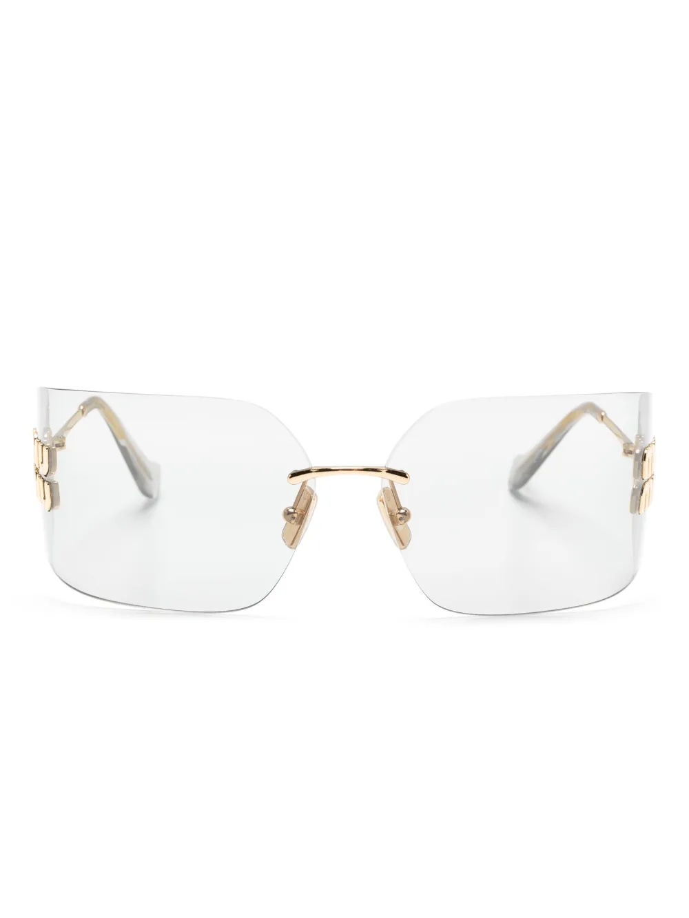 

Солнцезащитные очки в безободковой оправе Miu Miu Eyewear, золотой