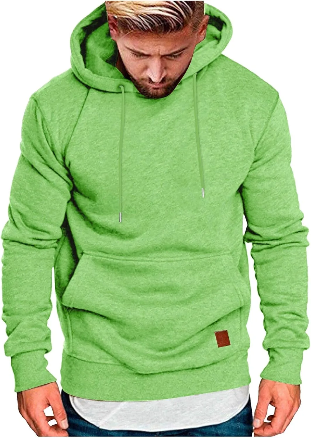 

Оверсайз худи для мужчин с длинным рукавом и карманами ASFGIMUJ