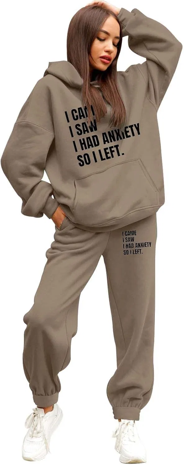 Спортивный костюм из худи и брюк, женский, Y-#g-khaki