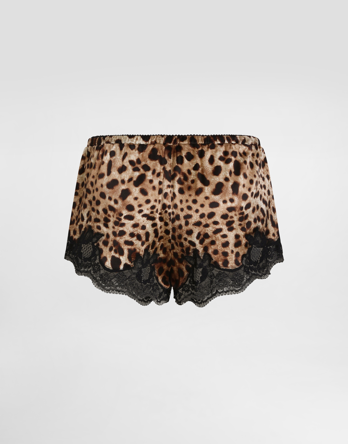 Атласные шорты для белья с леопардовым принтом и кружевной отделкой Dolce & Gabbana, мультиколор — фото 2