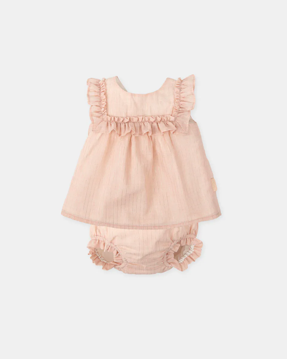 

Платье для девочки из муслина с трусиками в тон Tutto Piccolo, цвет Rosa