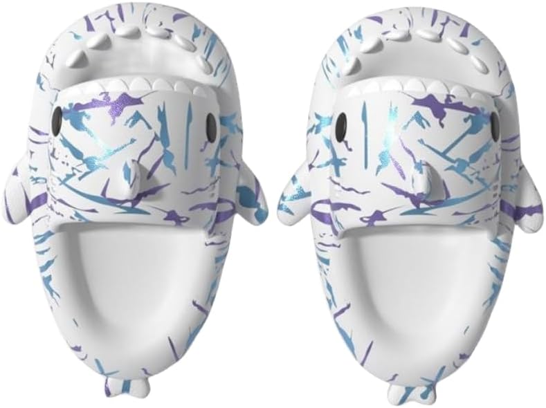 

Тапочки FSwinder в стиле киберпанк с милым мультяшным рисунком акулы и облака для мужчин и женщин, белый