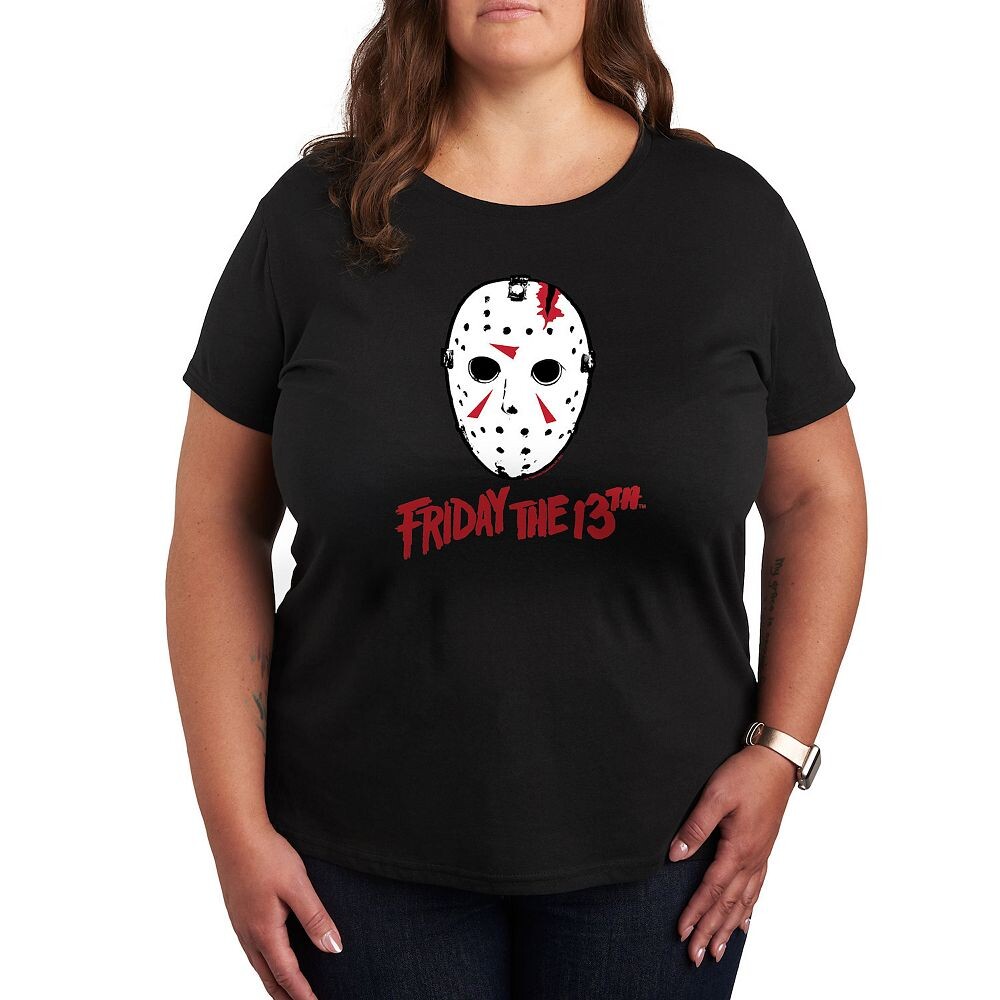 

Футболка размера плюс с маской и логотипом Friday The 13th Licensed Character, черный