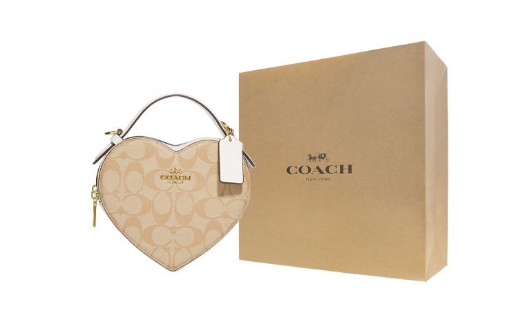 

COACH Сумка-холст с кожаной лямкой через плечо миниатюрная женская светло-бежевая
