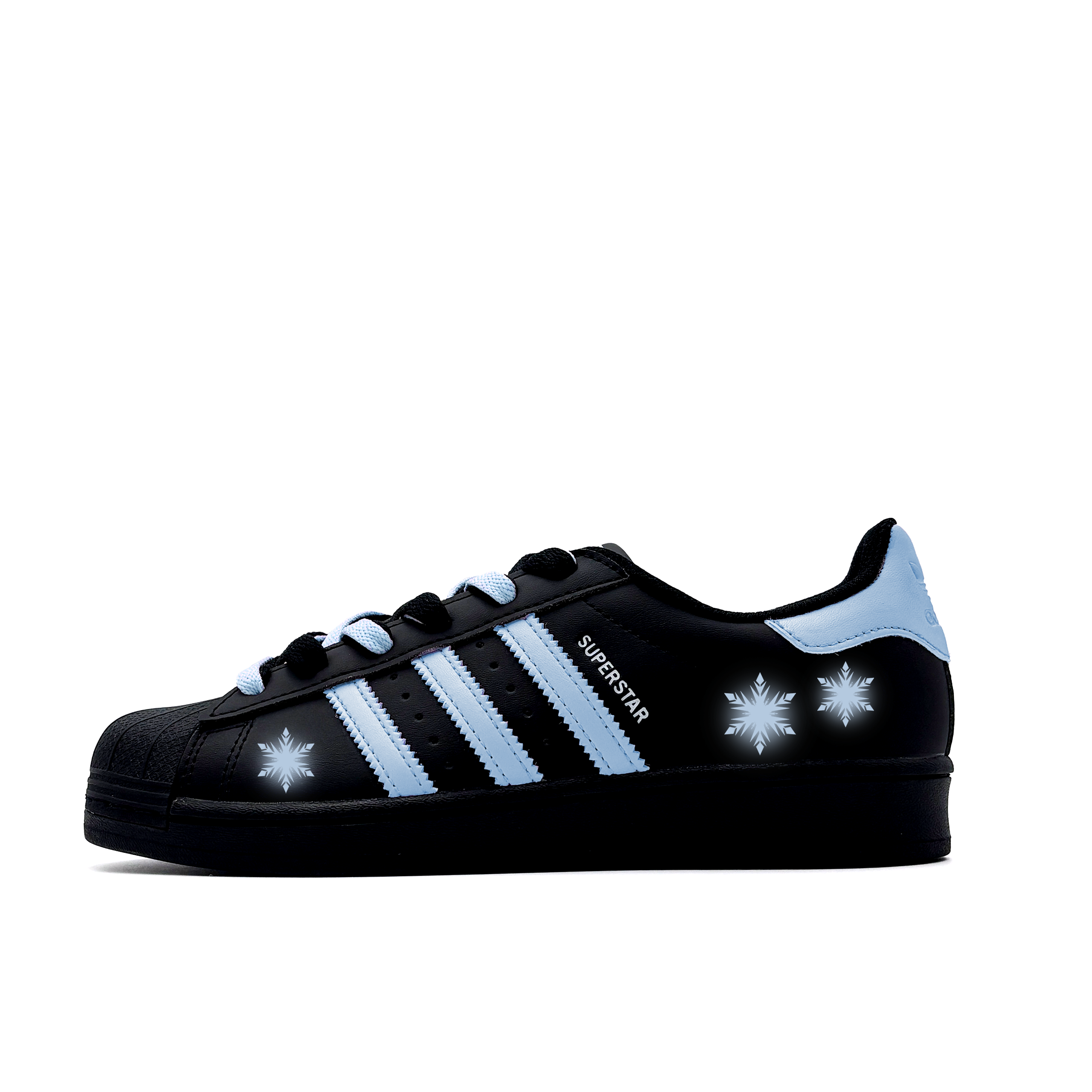 

Adidas Originals Superstar 2 Ice Blue Snowflake Abrasion Resistant Low top Kids' Skateboarding Shoes Black Blue