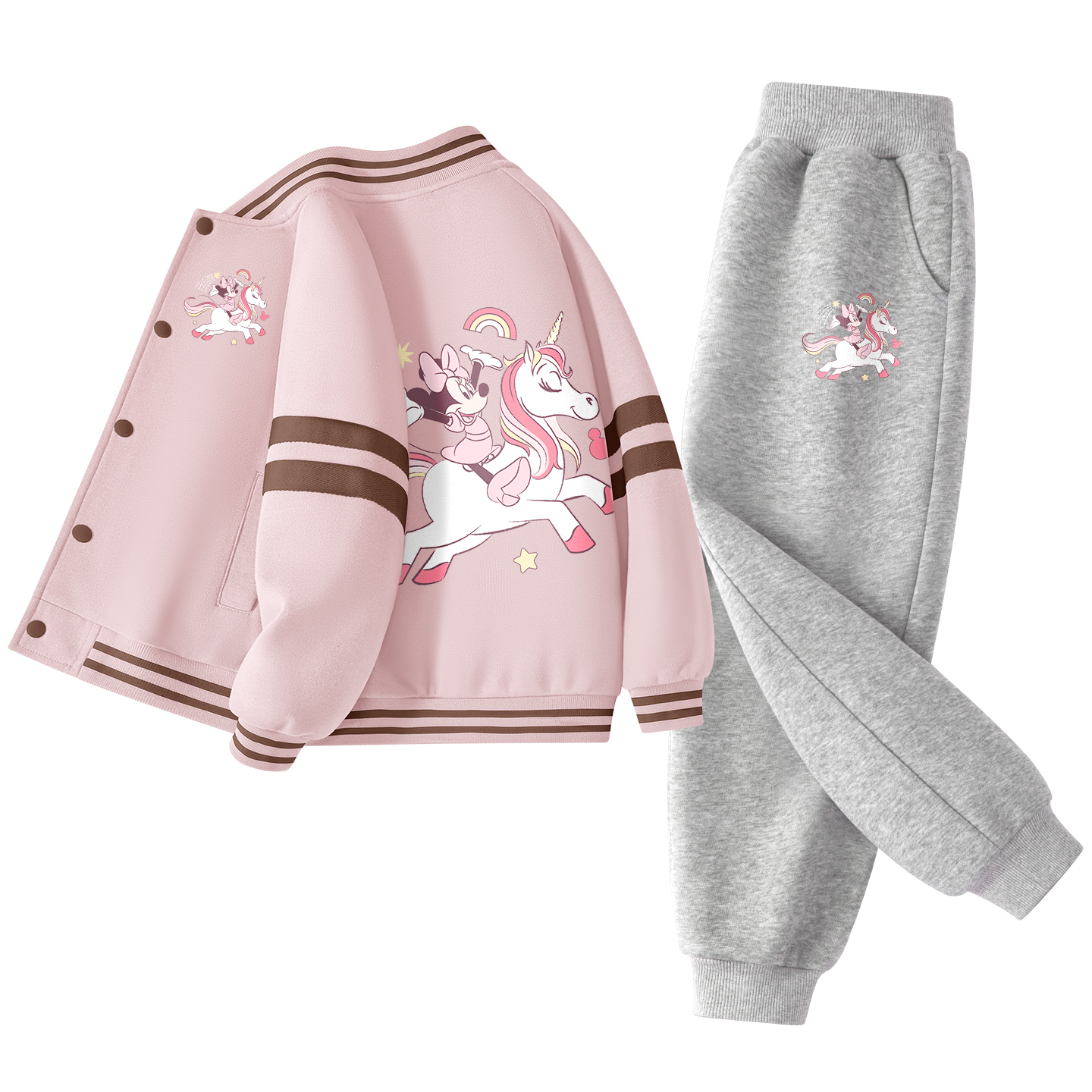 Детская повседневная спортивная одежда Disney, [Thickened And Fleece-Lined]Di Balloons K_Di Dazzling Color Rose Red+Di Balloons K Gray — фото 3