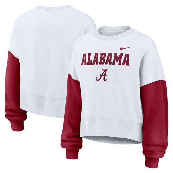 Женский белый оверсайз кроп-свитшот Alabama Crimson Tide с цветными блоками Nike — фото 2