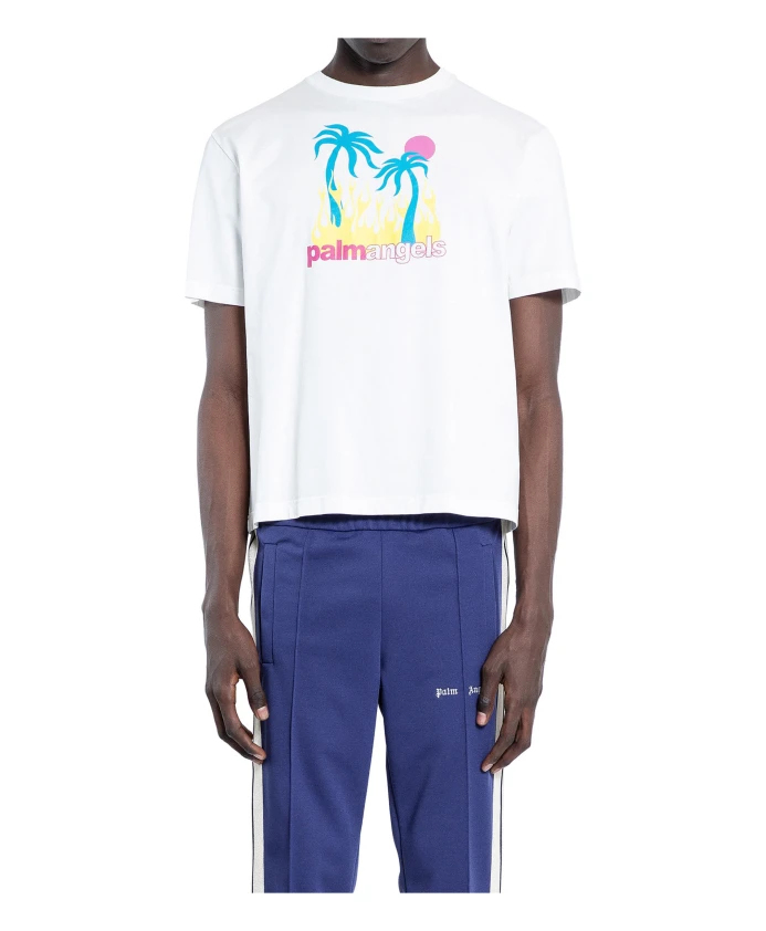 

Футболка с графическим принтом "Горящий оазис" Palm Angels, белый