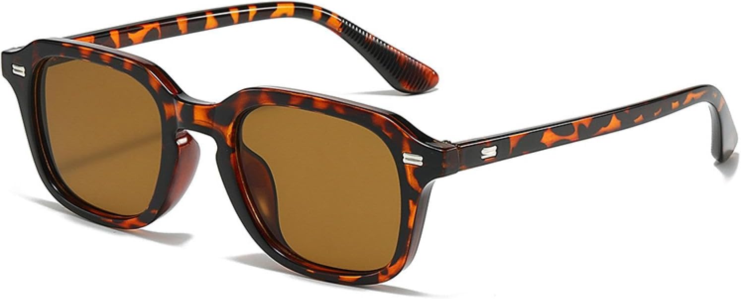 

Солнцезащитные очки конфетных цветов для женщин, ретро-очки с заклепками для мужчин, модные оранжевые солнцезащитные очки с защитой от УФ-излучения UV400 VVTWSSW, Leopard Tea