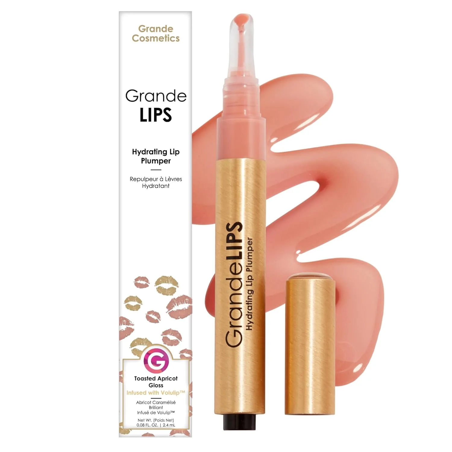 Увлажняющий бальзам для губ GrandeLIPS от Grande Cosmetics - для более полных и увлажненных губ., Toasted Apricot
