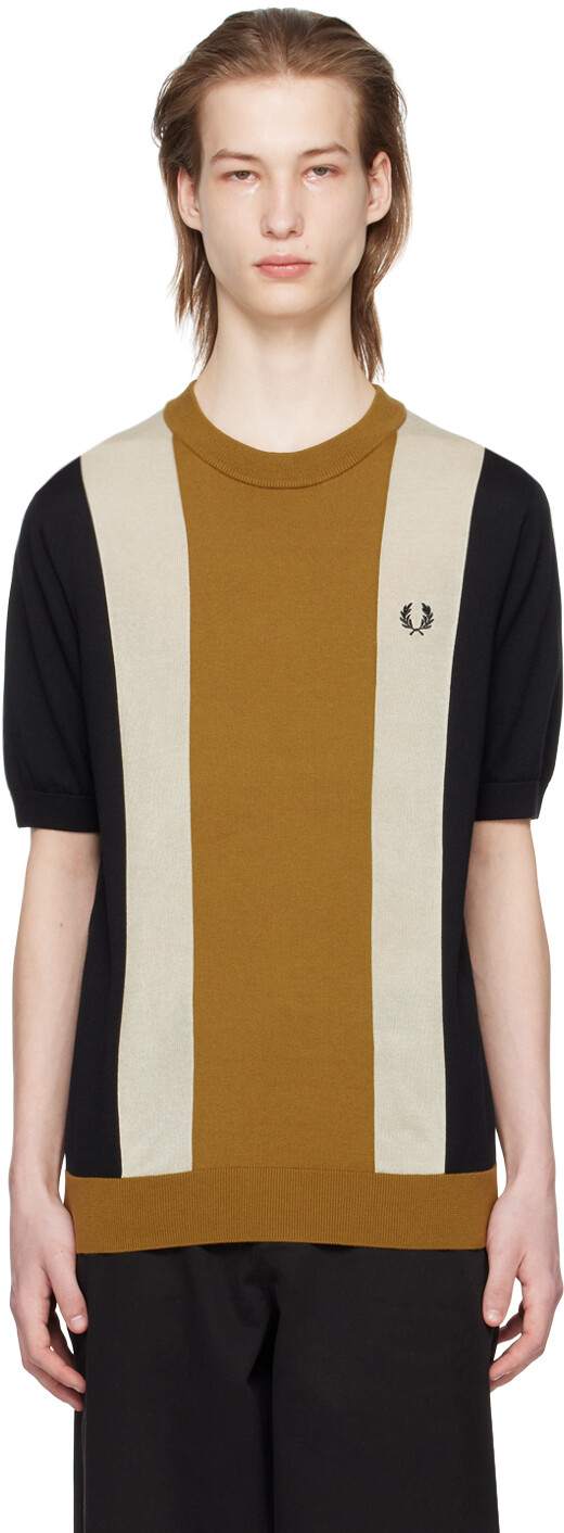 

Черно-коричневая полосатая футболка Fred Perry