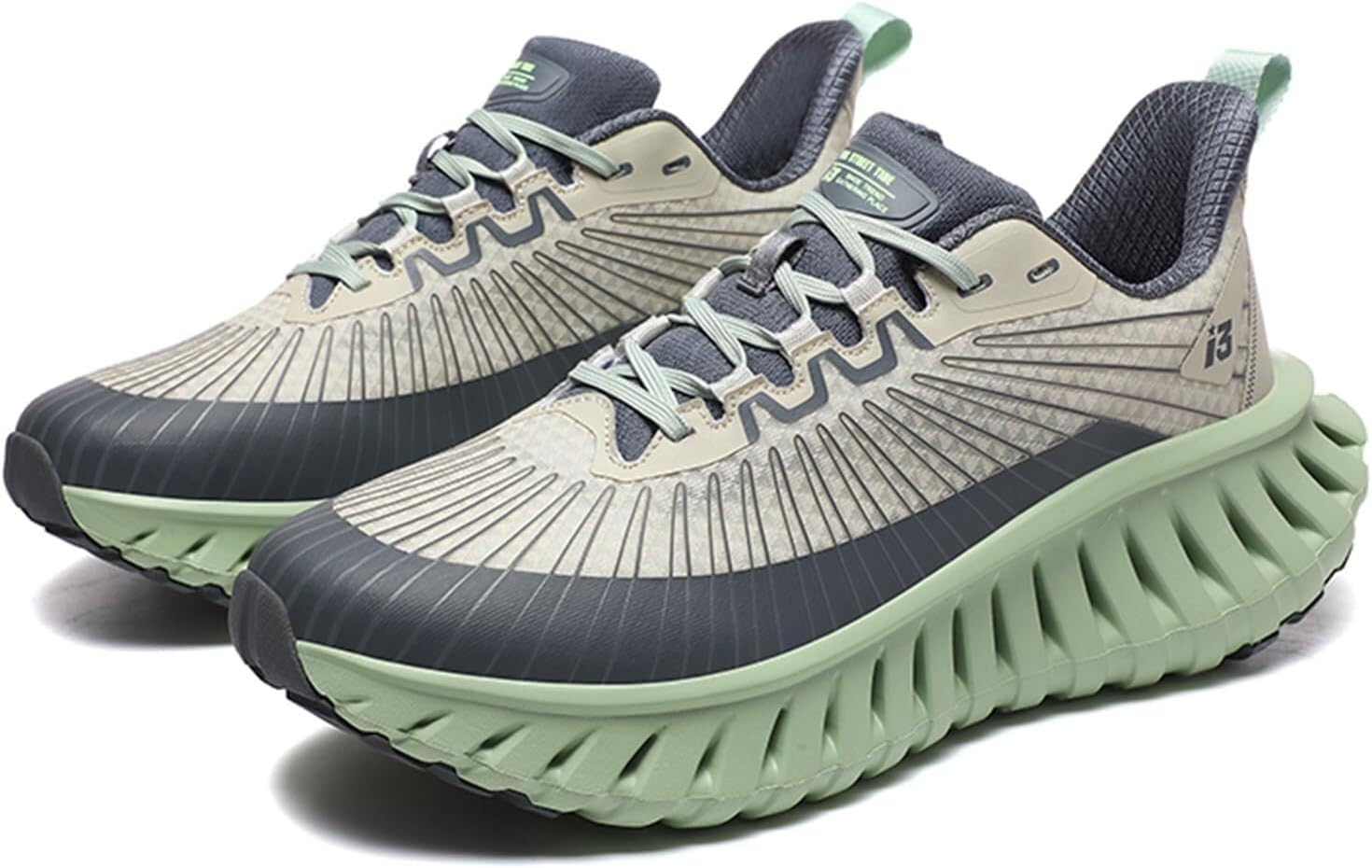 

Мужские кроссовки для ходьбы, бега, спорта и баскетбола с амортизацией, поддержкой и противоскользящей подошвой для тенниса и тренировок Solastride, зеленый