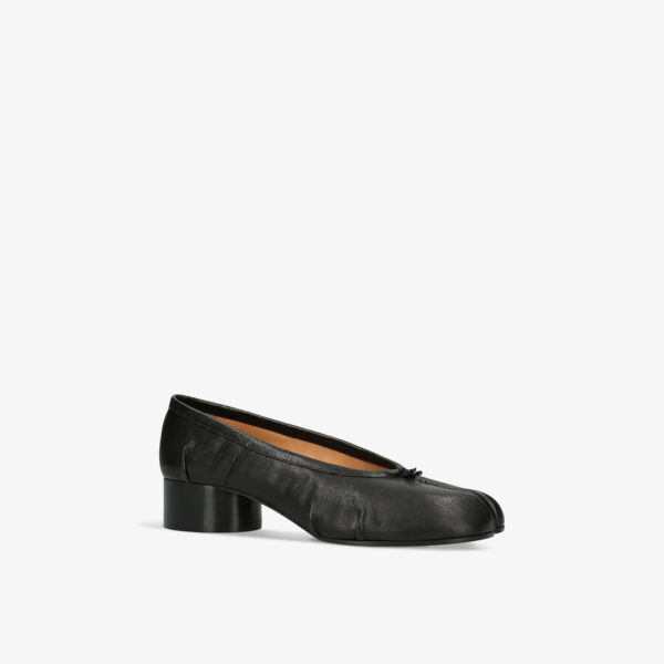 Кожаные туфли tabi ballerina на каблуке с раздельным носком Maison Margiela, черный — фото 3