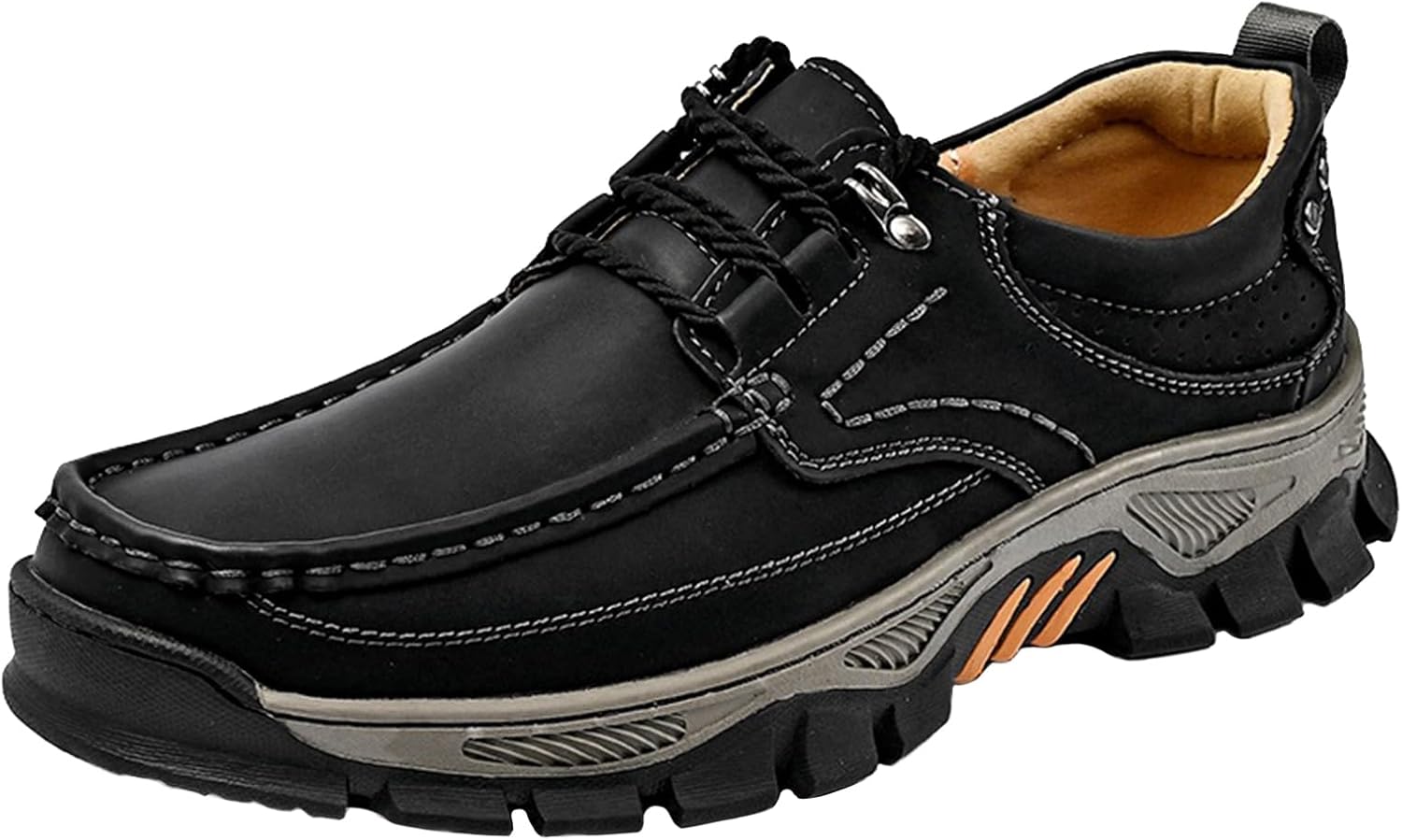 

Мужские кожаные лоферы без шнурков с противоскользящей подошвой, легкие и удобные, для бизнеса и повседневной носки, удобные, широкой посадки, рабочая обувь для активного отдыха и походов на улице Generic, черный