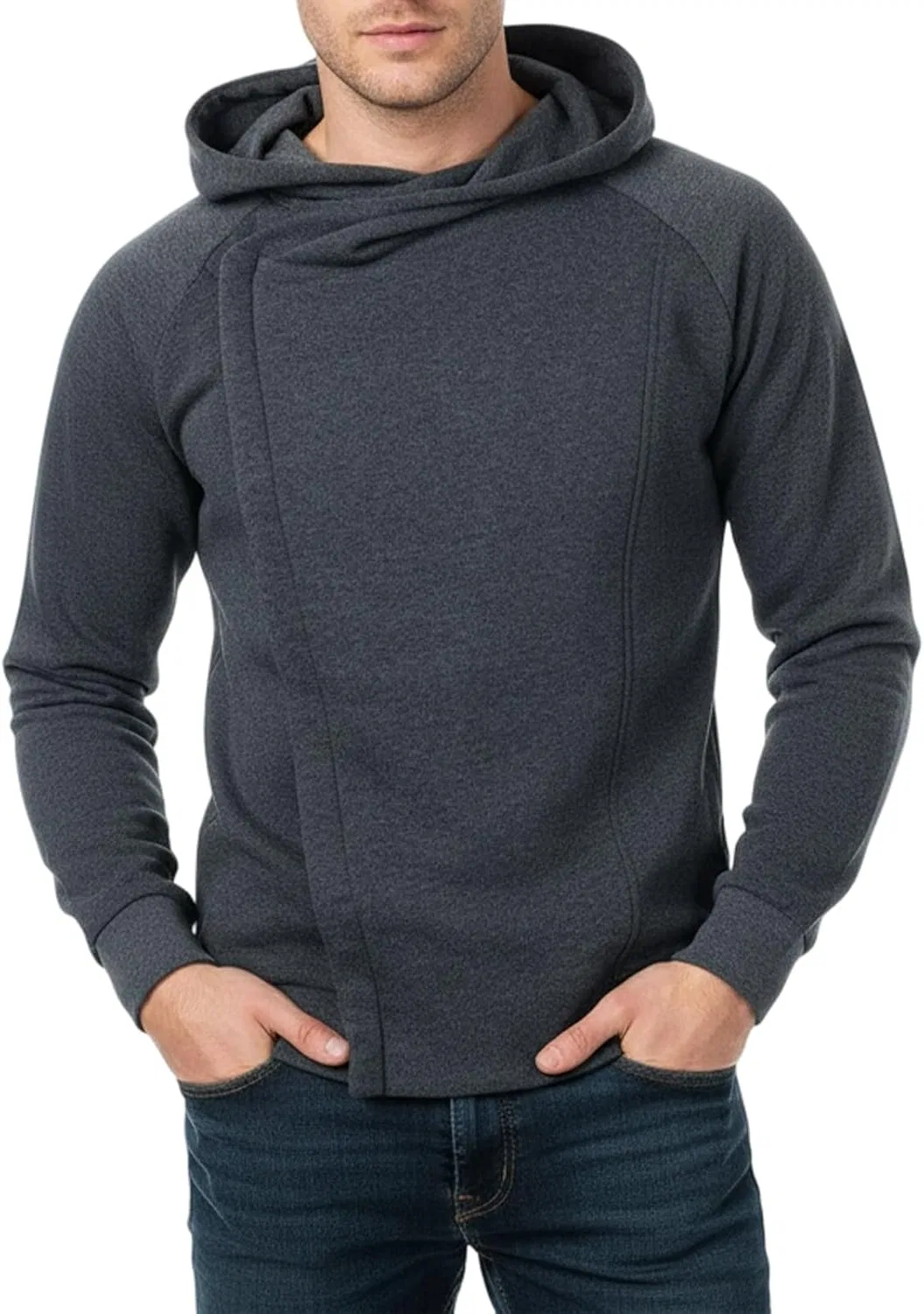 Худи мужское с косой молнией, Polyester, Navy Blue