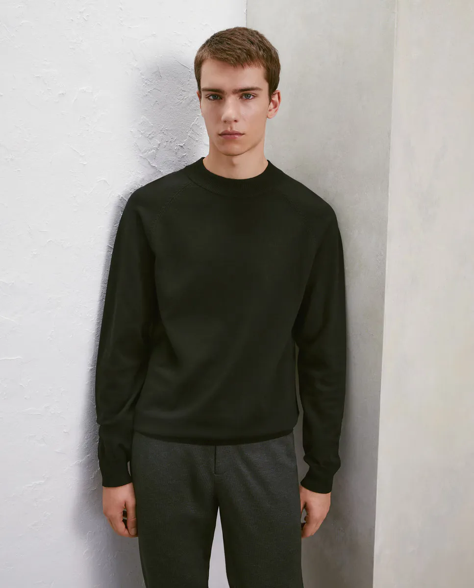 

Мужской свитер однотонной вязки Easy Wear, черный