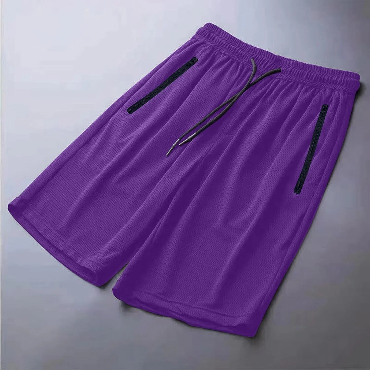 Шорты женские спортивные с сеткой, завязками и карманами на молнии, Purple — фото 4