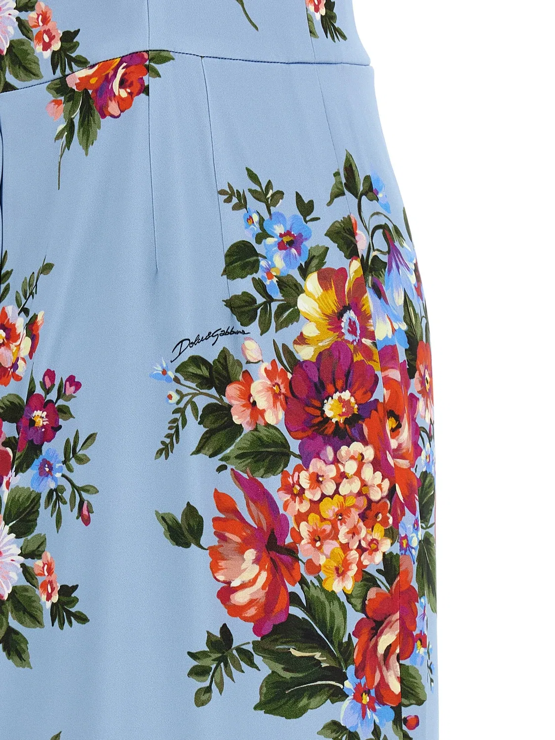 Платье с принтом «Букет Цветов» DOLCE & GABBANA, голубой — фото 4