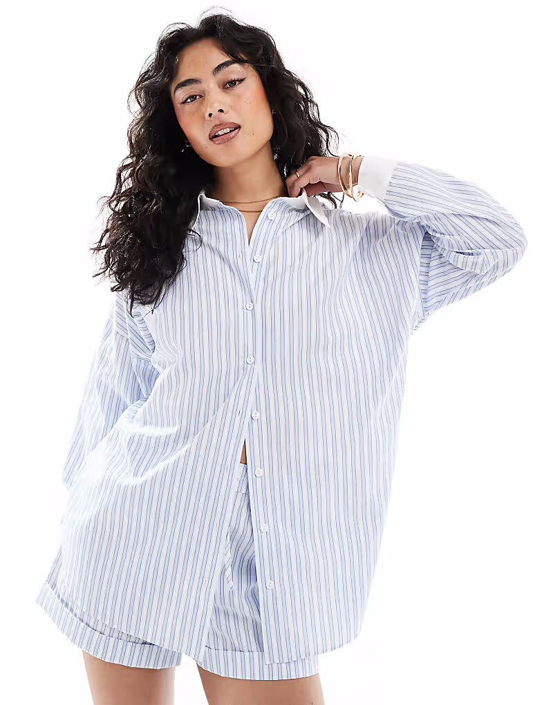 

ASOS DESIGN рубашка свободного кроя с контрастным воротником и манжетами