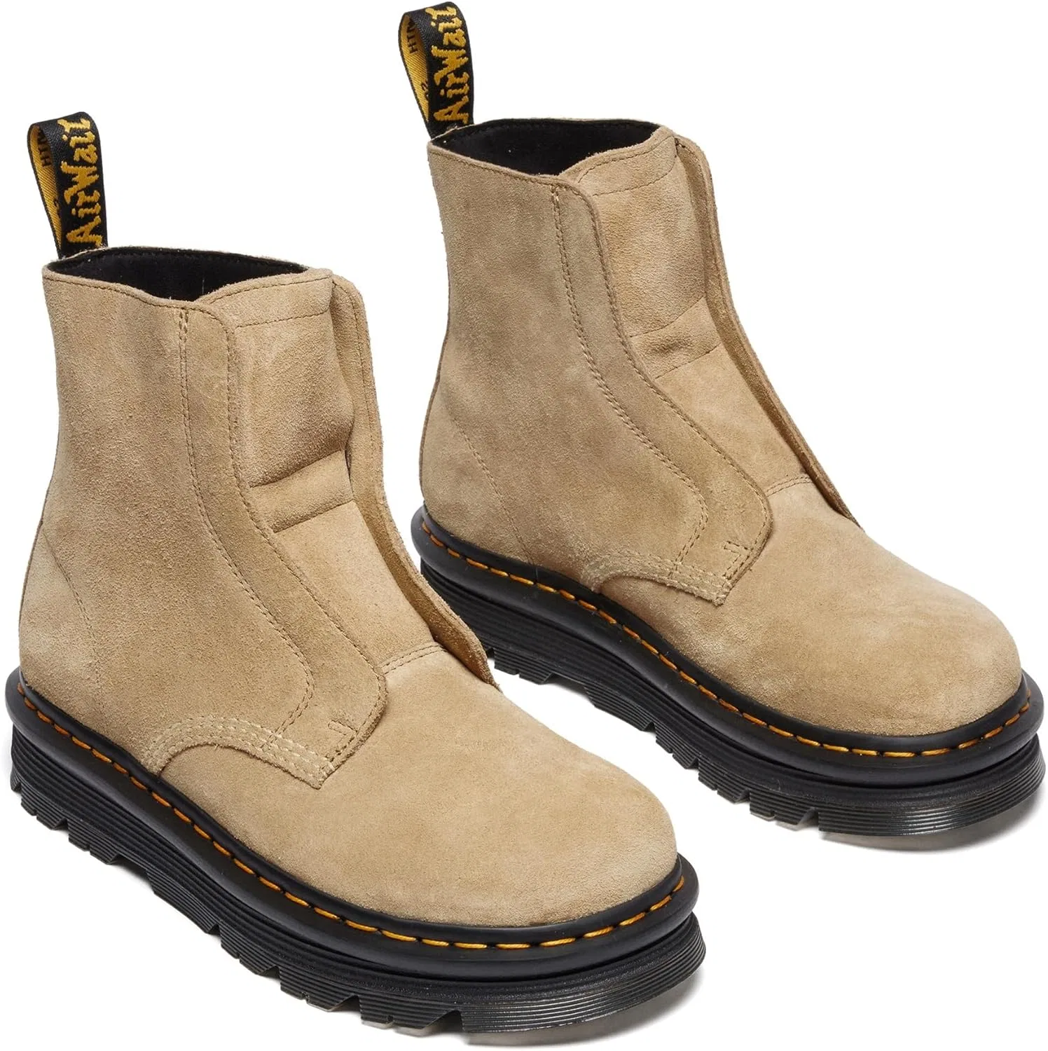Мужские ботинки Dr. Martens Zebzag без шнурков, цвет Savannah Tan, замша, платформа, Black — фото 3