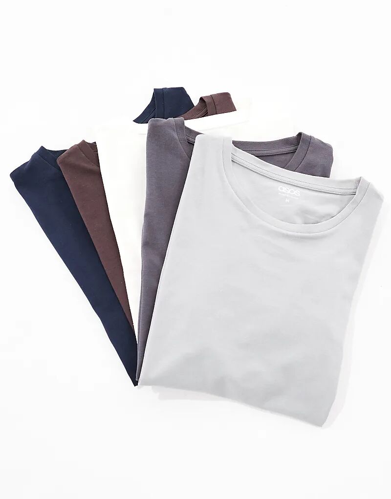 

Набор из 5 футболок ASOS DESIGN Essential, облегающих мышцы, разных цветов