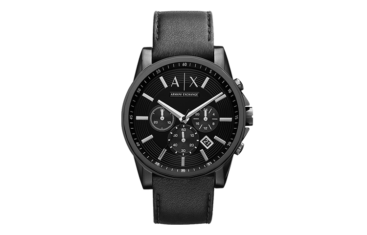 

ARMANI EXCHANGE Часы AE Wrist Watch Quartz Movement Leather Strap Black Dial Men's Watch