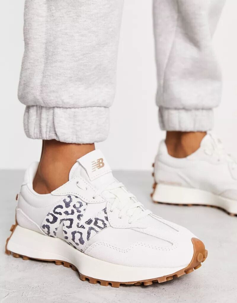 New Balance - 327 - Белые кроссовки с леопардовым принтом