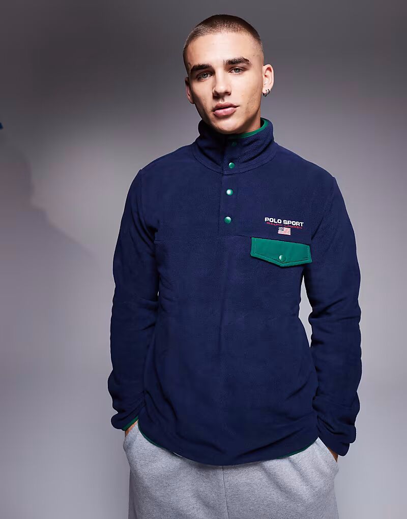 

Флисовая кофта с логотипом Polo Ralph Lauren Sport Capsule темно-синего цвета