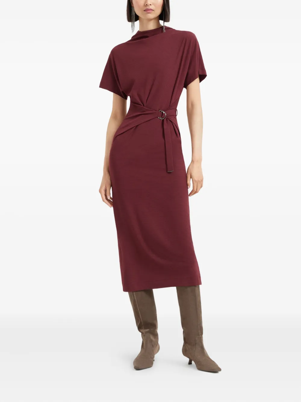 

Платье миди с поясом Brunello Cucinelli, красный